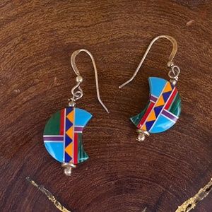 Southwestern Gemstone Earrings Mosaic inlay Sterling silver